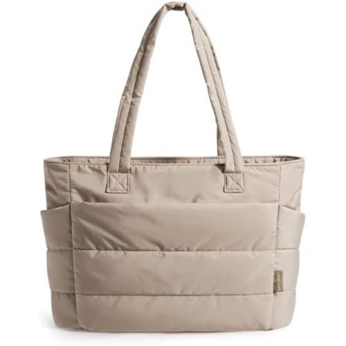 BAGSMART Tote Bag for Women, Lightweight Puffy Tote Bag with Compartments Shoulder Bag Handbag for Travel, Work, Gym