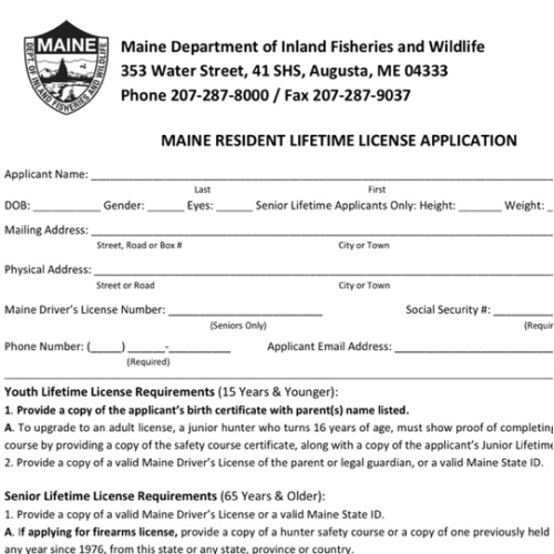 Lifetime Hunting and Fishing License
