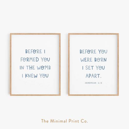 Jeremiah 1:5, Nursery Bible Verse, Blue Nursery Wall Art, Christian Nursery Decor, Boy Nursery, Nursery Scripture, Blue Nursery, Nursery Set
