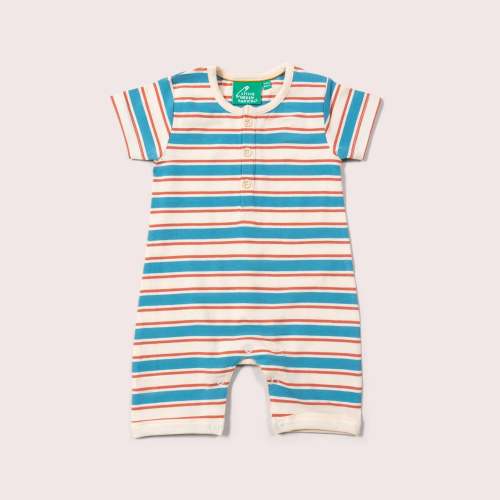 Blue & Walnut Striped Organic Summer Romper