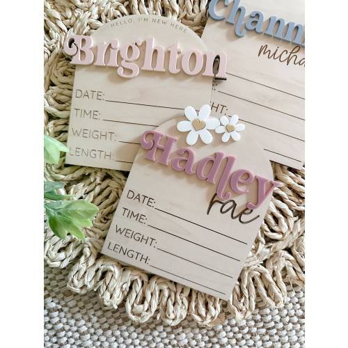 Baby Birth Stats Board, Baby Name Announcement, Birth Announcement, Name Sign, Baby Name Sign