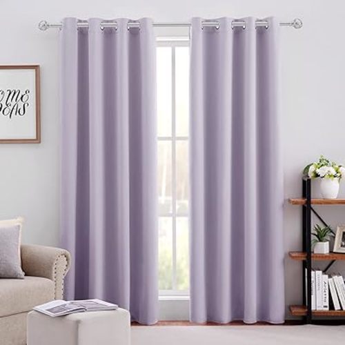 HOMEIDEAS Lilac Blackout Curtains for Bedroom 52 X 84 Inch Length 2 Panels Set Room Darkening Bedroom Curtains, Soundproof Thermal Grommet Window Curtains for Living Room for Christmas