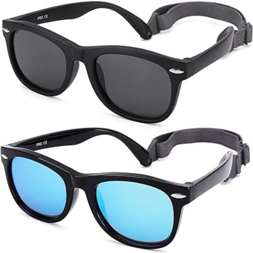 Polarized Baby Sunglasses with Strap - Unbreakable Flexible Infant Sunglasses for Toddlers Age 0-24 Months