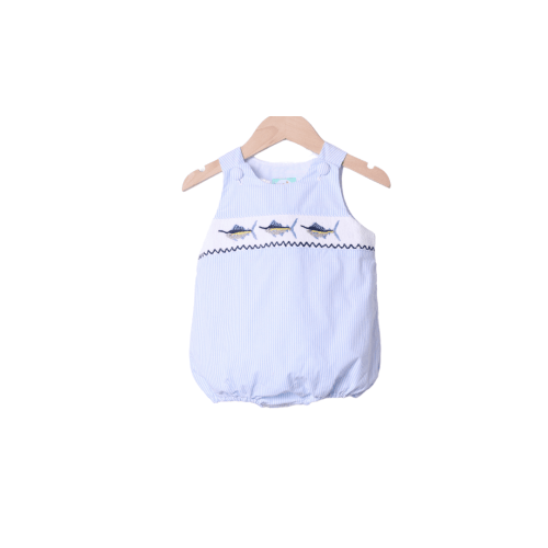 Smocked Swordfish Blue Stripe Bubble