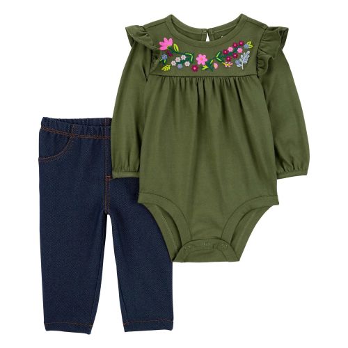 Baby 2-Piece Embroidered Bodysuit Pant Set - Carter's | Carter's