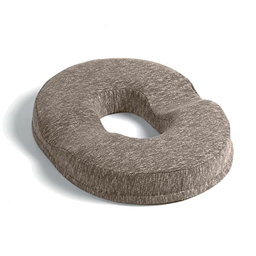 JEMA Donut Pillow, Tailbone Memory Foam Seat Cushion by Ergonomic Innovations for Sores, Coccyx, Sciatica, Pregnancy, Post Natal (Brown)