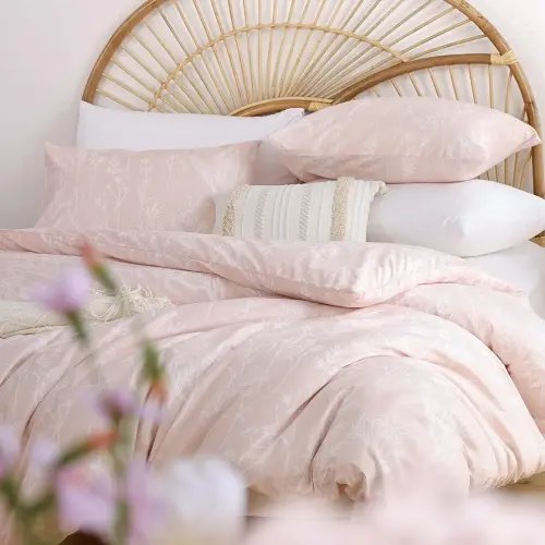 JANZAA Queen Comforter Set - Floral Comforters Queen Size, Bedding Comforter Sets, 3 Pieces, 1 Comforter (90"x90") & 2 Pillow Cases (20"x26"), Blush
