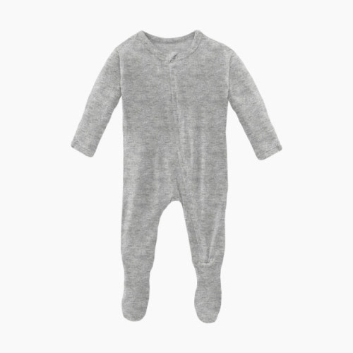 Solid Footie with Zipper - Heathered Mist