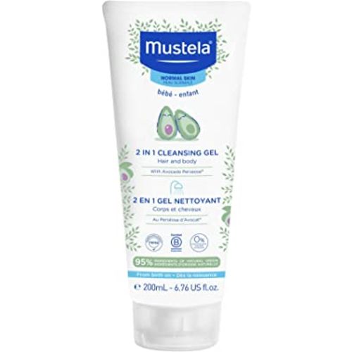 Mustela Baby 2-in-1 Cleansing Gel - Baby Body & Hair Cleanser - with Natural Avocado - Biodegradable Formula & Tear-Free - 6.76 fl. oz. - 1 or 2-Pack