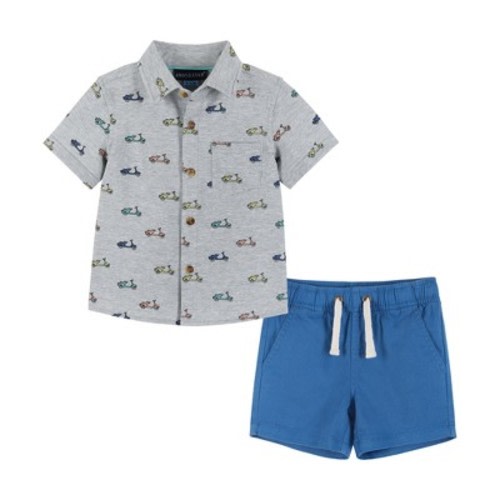 Andy & Evan Infant Scooters Short Sleeve Buttondown and Shorts Set, Size: 3-6 months