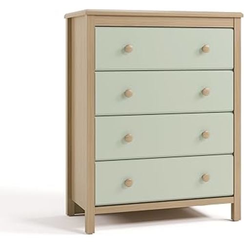 Storkcraft Alpine 4 Drawer Dresser (Driftwood with Sage) – GREENGUARD Gold Certified, Kids Storage Organizer, Modern 4 Drawer Chest for Bedroom, Must-Have Nursery Storage