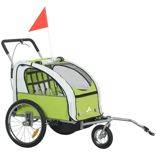 Aosom Elite 360 Swivel Bike Trailer for Kids Double Child Two-Wheel Bicycle Cargo Trailer with 2 Security Harnesses