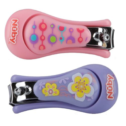 Nuby Baby Care Nail Clippers, 2 Count, Pink/Purple