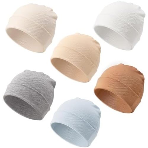 DRESHOW BQUBO 6 Pack Baby Newborn Hats Set for Unisex Infant Newborn Toddler Soft Beanie Hat for Boys Girls 0-24 Months
