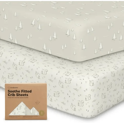 2-Pack Organic Crib Sheets for Boys, Girls - Jersey Fitted Crib Sheet, Baby Crib Sheets Neutral, Crib Mattress Sheet, Cotton Crib Sheets, Breathable Crib Sheet, Baby Mattress Sheets (Pine Grove)