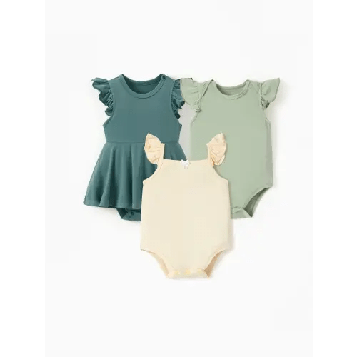 Bamboo Baby Girl 3-Piece Solid Color Rompers Set Only $29.99 PatPat US Mobile