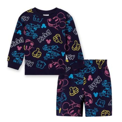 Disney Mickey Mouse Infant Baby Boys French Terry Sweatshirt and Shorts Outfit Set Navy Mickey Mouse 12 Months