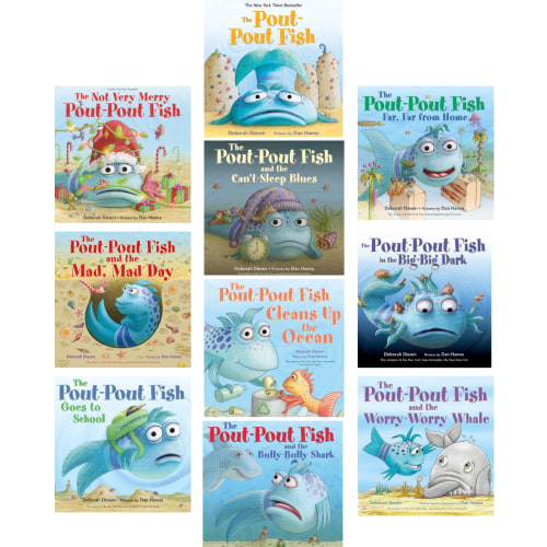 Pout-Pout Fish Adventures Board Book Set (10) Pout-Pout Fish in the Big-Big Dark; Not Very Merry Christmas; Goes To School; Far From Home; Can't Sleep; Cleans Up....by Deborah Diesen