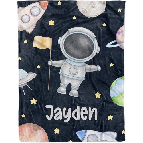 Arteaga Personalized Baby Blankets for Boys, Customized Baby Blankets for Boys, Outer Space Baby Blanket, Best Gift for Baby, King