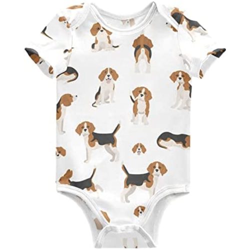 vvfelixl Baby Girls' Bodysuits Black Pug White Short Sleeve Cotton Baby Clothes For Girls 0-24 Months