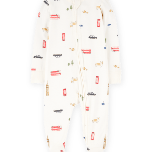 Ivory Baby London Print 2-Way Zip PurelySoft Sleeper Pyjamas - Ivory | Carter’s Oshkosh Canada