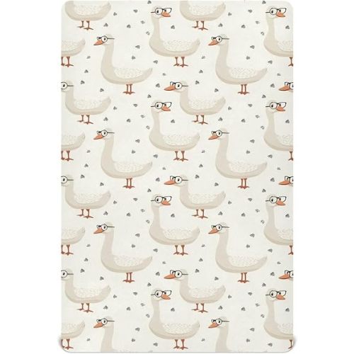 Crib Sheets for Boys Girl Cartoon Goose Teacher Breathable Mini Crib Mattress Sheets Fitted,Toddler Baby Sheet for Cot Mattress 39 * 27 * 5In