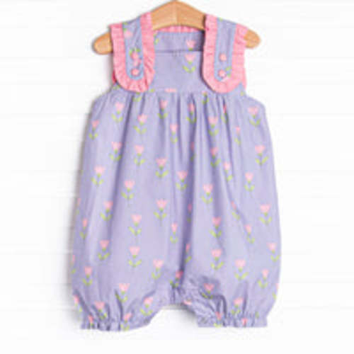 Tulip Blooms Bubble Romper, Purple – Stitchy Fish