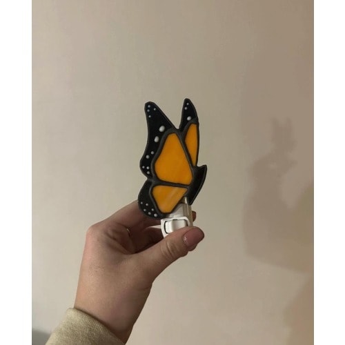 Handmade Stained Glass Monarch or Blue Buttefly Night Light