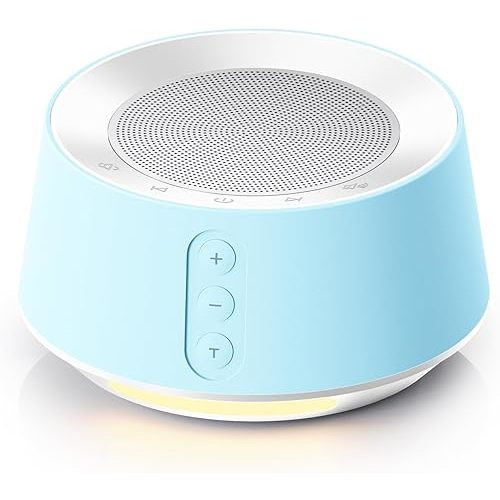 BGOVERSS White Noise Sound Machine with 14 Soothing Sounds and 10 Levels Night Light for Sleeping, 5 Timers and Memory Feature Plug in Sound Machine for Nursery Baby Kids Adults, Light Blue