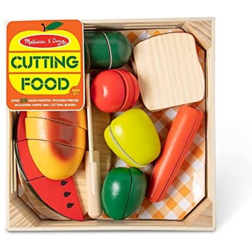 Melissa & Doug Cutting Food - Play Food Set With 25+ Hand-Painted Wooden Pieces, Knife, and Cutting Board