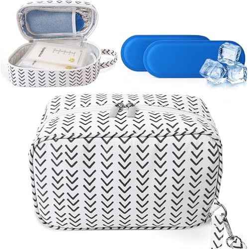 Breastmilk Cooler Bag with Ice Packs – Insulated Travel Bag for Breast Milk Storage – Keeps Milk Cold up to 8 Hours – Portable for Nursing Moms, Daycare, Work, and Travel with Detachable Wrist Strap