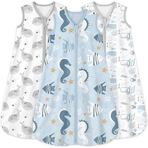 Yoofoss Baby Sleep Sack 6-12 Months 0.5 Tog Wearable Blanket for Baby, 3 Pack 100% Cotton Infant Toddler Sleeping Sack 2-Way Zipper Lightweight Sleepsack