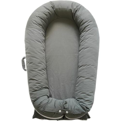 Deluxe Infant Lounger, Baby Nest Cover for Baby Girls & Boys, Newborn Essentials for Baby 0-12 Months, 100% Cotton, Co Sleeper Portable Travel Bed (Cotton, Gray)