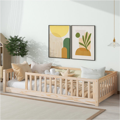 Harriet Bee Floor Platform Bed with Fence without Door | Wayfair
