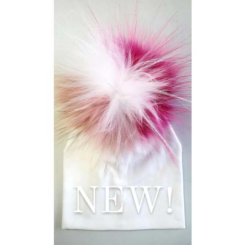 Pom Cotton Hat - Mauve/White/Hot Pink 0-6 Months
