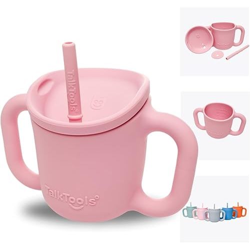 TalkTools ITSY Silicone Training Cup – Mini Straw Cup for Baby - Anti Leak, Spill Proof and BPA Free Cup with Straw Insertion for Kids (Bubblegum)
