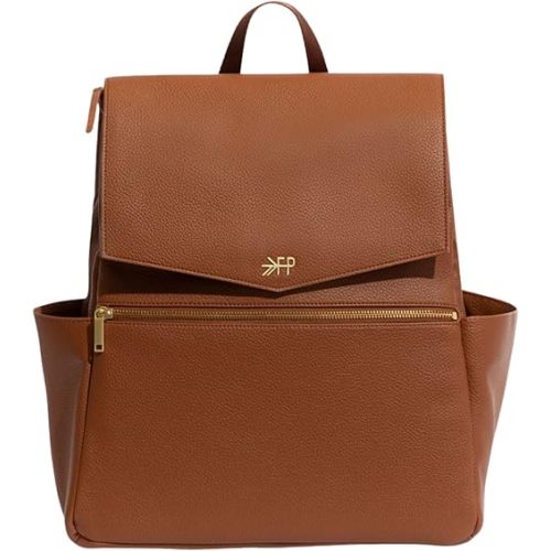 Freshly Picked Classic II Diaper Bag Backpack, Wipeable Vegan Leather With Changing Pad, Convertible (Cognac V2)
