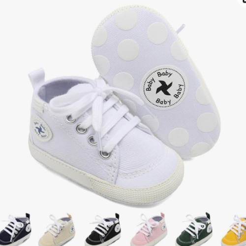 Baby Girls Boys Shoes Soft Anti-Slip Sole Newborn First Walkers Star High Top Canvas Denim Unisex Infant Sneaker