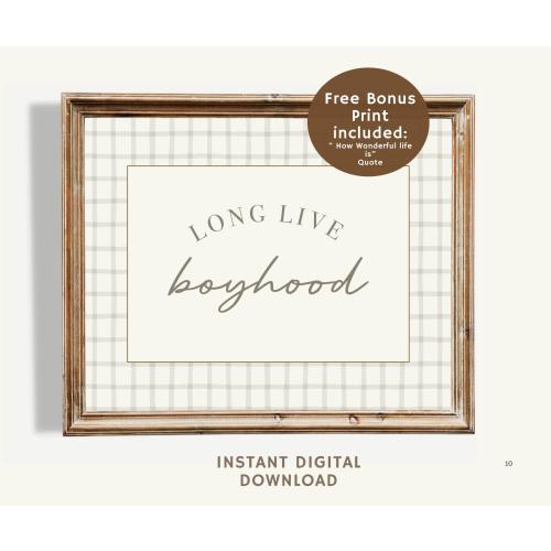 Long Live Boyhood Digital Download – Baby Boy Nursery Decor, Neutral Nursery Printable, Vintage Boy Nursery Print, Instant Wall Art