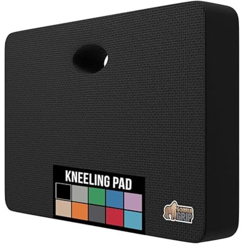 GORILLA GRIP Extra Thick Patent Pending Garden Kneeling Pad, 17.5 x 11 Inch Supportive Soft Foam Knee Cushioning for Gardening, Water Resistant, Bathing Baby Working Supplies, Lightweight, Black