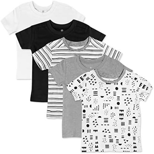 HonestBaby unisex-baby 5-pack Short Sleeve T-shirts 100% Organic Cotton