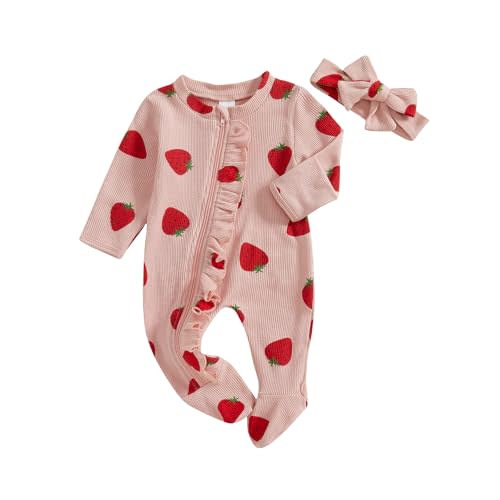 Ayalinggo Newborn Baby Girl Fall Winter Outfits Clothes Knit Jumpsuit Ruffle Romper Newborn Coming Home Outfit for Baby Girl