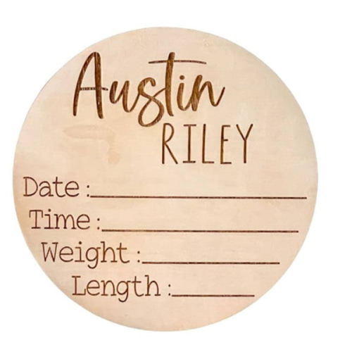 Personalized Newborn Announcement Sign for Hospital - Single Sided - Wooden Birth Announcement Sign - Name Baby Announcement Sign Customized Gender Neutral (Single Sided Name and Blank Stats)