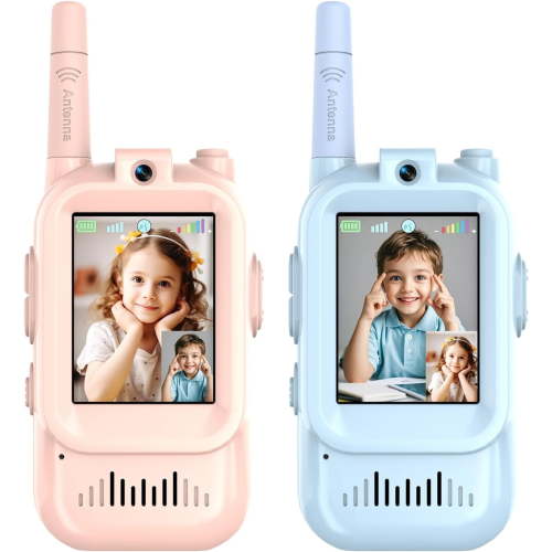 Video Walkie Talkies for Kids, 2 Pack Long Range Walkie Talkies with Camera & Voice Changer for Boys Girls Ages 3-12, Ideal for Family Games, Outside, Camping, Hiking,Christmas Birthday Gifts（x）
