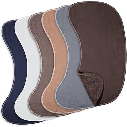 6 Pack Muslin Burp Cloths for Baby Thick Cotton Washcloths Clothes Soft and Absorbent Baby Face Towel for Boys and Girls(Dark Color)