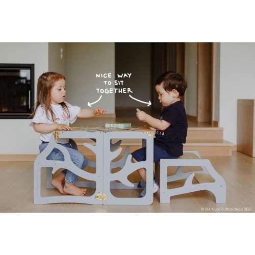 Kids kitchen tower Foldable 3in1 learning step stool desk slide montessori furniture tower