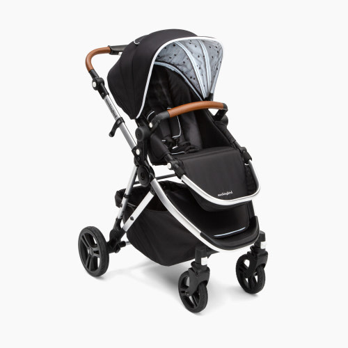 Mockingbird Single Stroller - Black/Watercolor Canopy With Penny Leather
