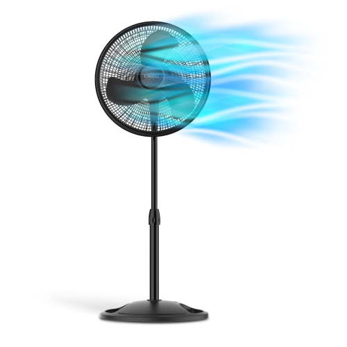 "Lasko 16"" Stand Fan with 3-Speed Oscillation Control for Large Rooms, Adjustable Height & Tilt-Back, S16500, Black, New"
