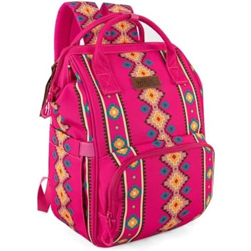 Wrangler Aztec Backpack Organized Daypack Travel Baby Bag with Stroller Strap and Side Bottle Pockets