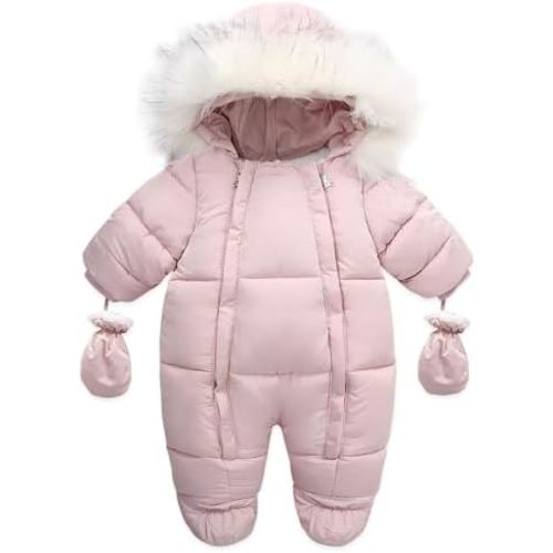 Baby Girl Boy Snowsuit Cute Down Jacket Hooded Romper Light Puffer Padded Jumpsuit Infant Winter Outwear